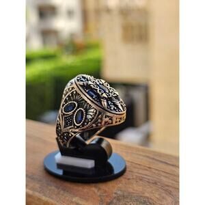 Sterling Silver & 18K White Gold Sapphire Ring – Size 10